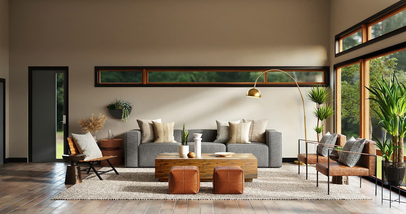 Salón contemporáneo bañado por luz natural